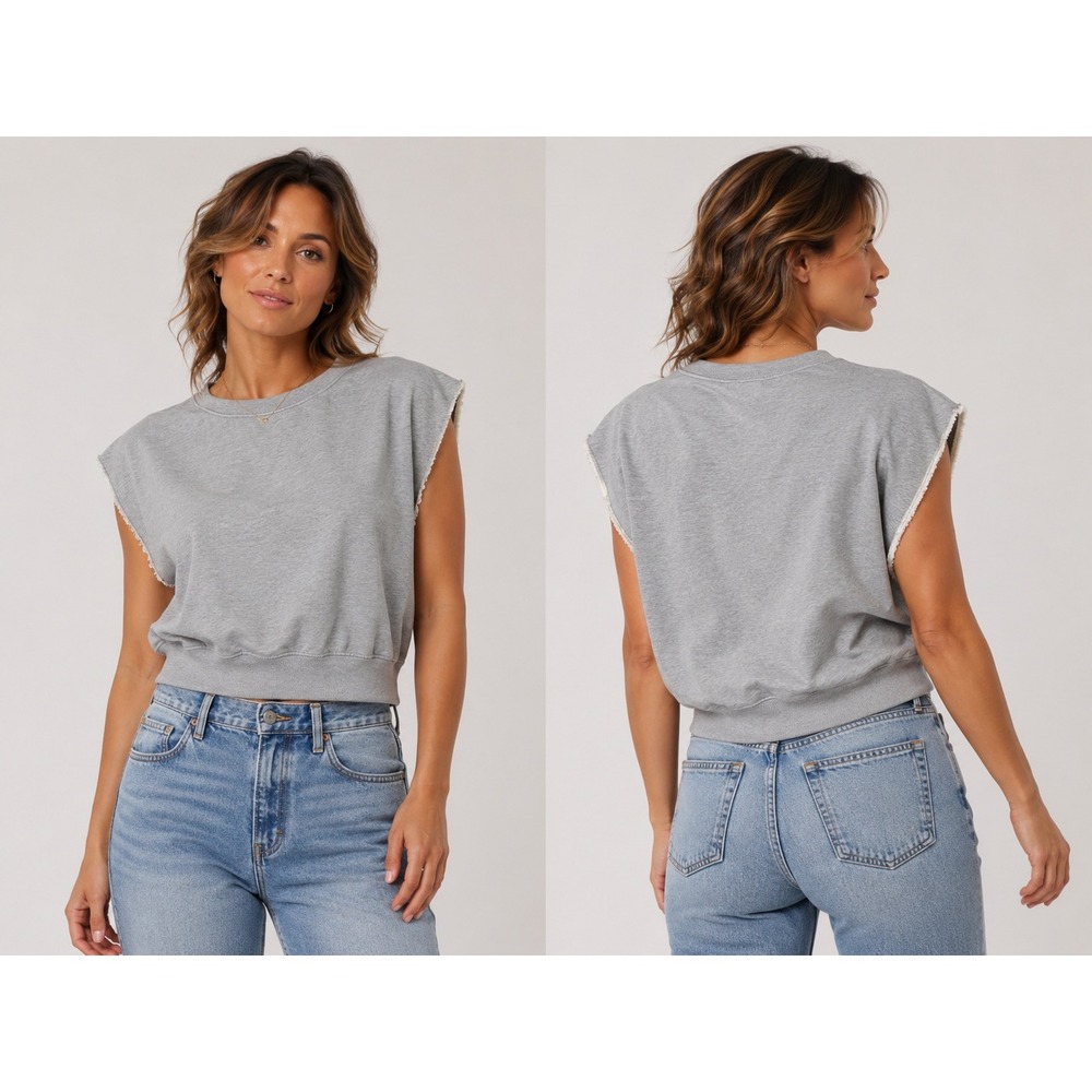 Spiritual Gangster Sweatshirt Womens Large Gray Sleeveless French Terry Pullover